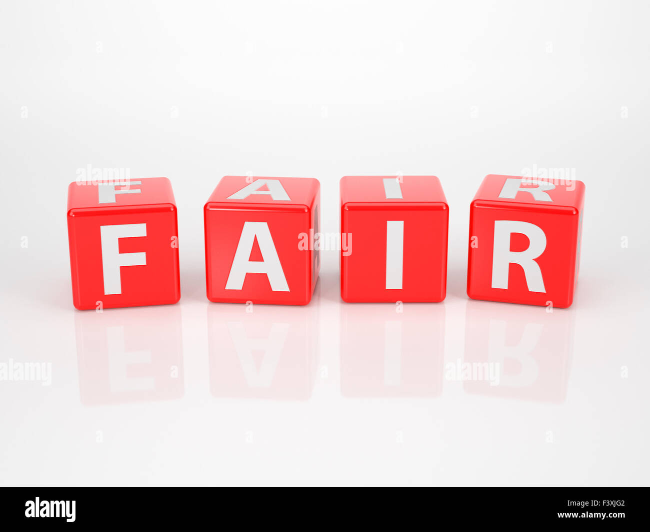 Fair Out Of Red Letter Dices Stock Photo Alamy