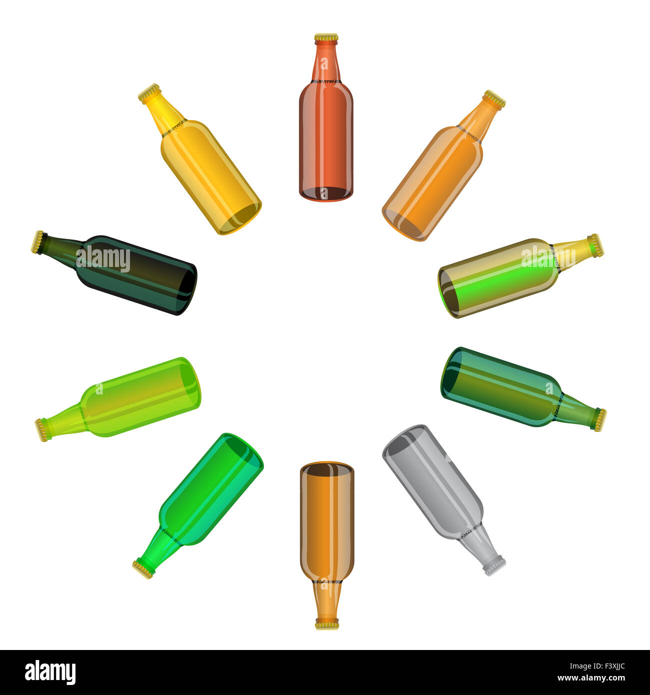 Colored Glass Beer Bottles Set Stock Photo Alamy