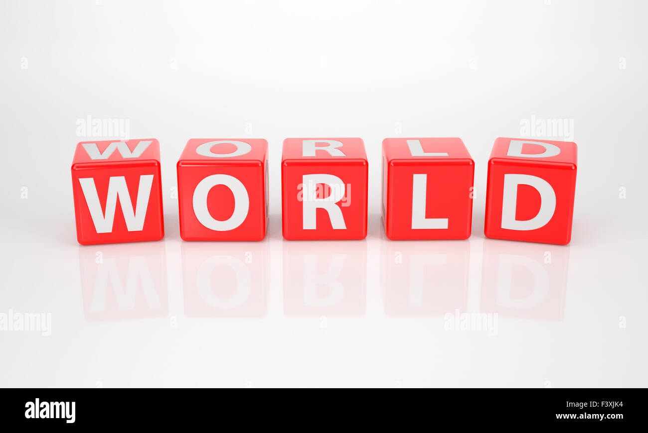 World out of red Letter Dices Stock Photo