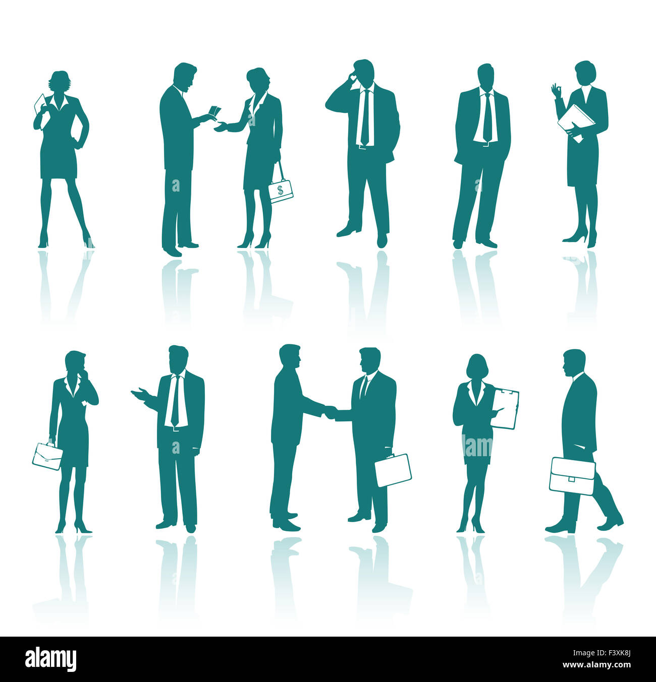 Business people silhouettes isolated on white Stock Photo - Alamy