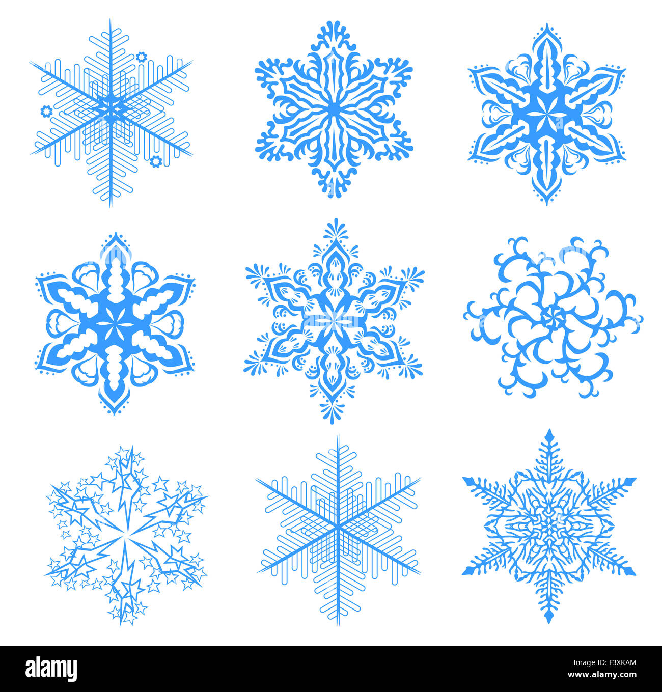 Snowflake winter set illustration Stock Photo - Alamy