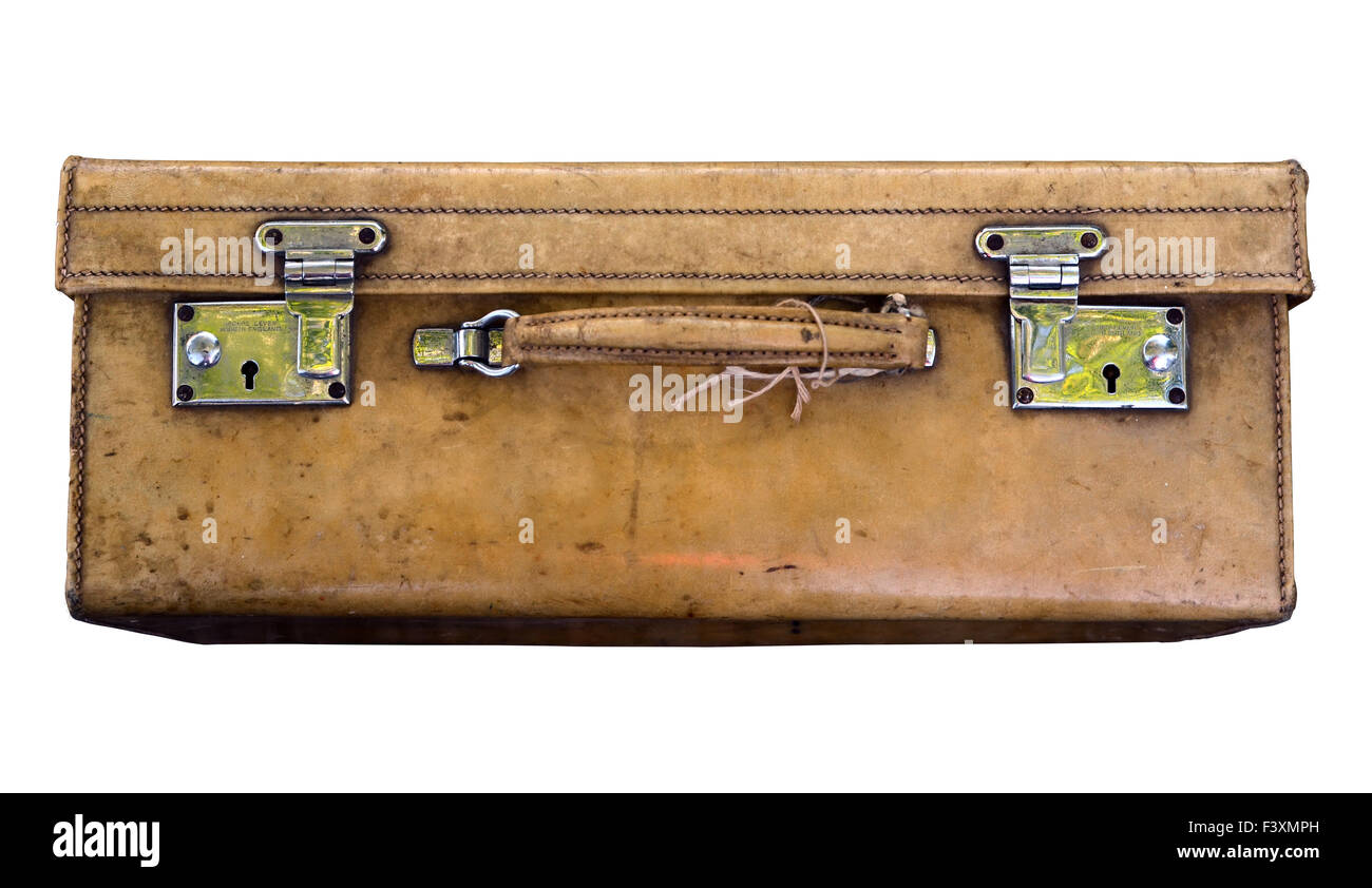A Vintage Suitcase On A White Background Stock Photo