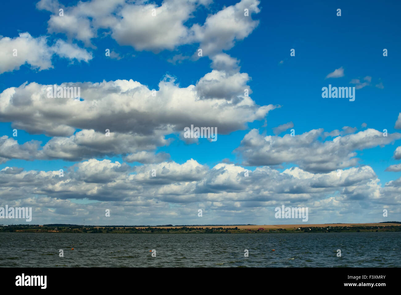 Beautiful river landscape and the magic of the sky with clouds Stock ...