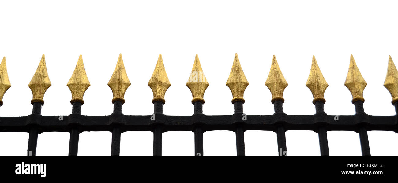 Isolation Of Gold Fence With Clipping Path Stock Photo