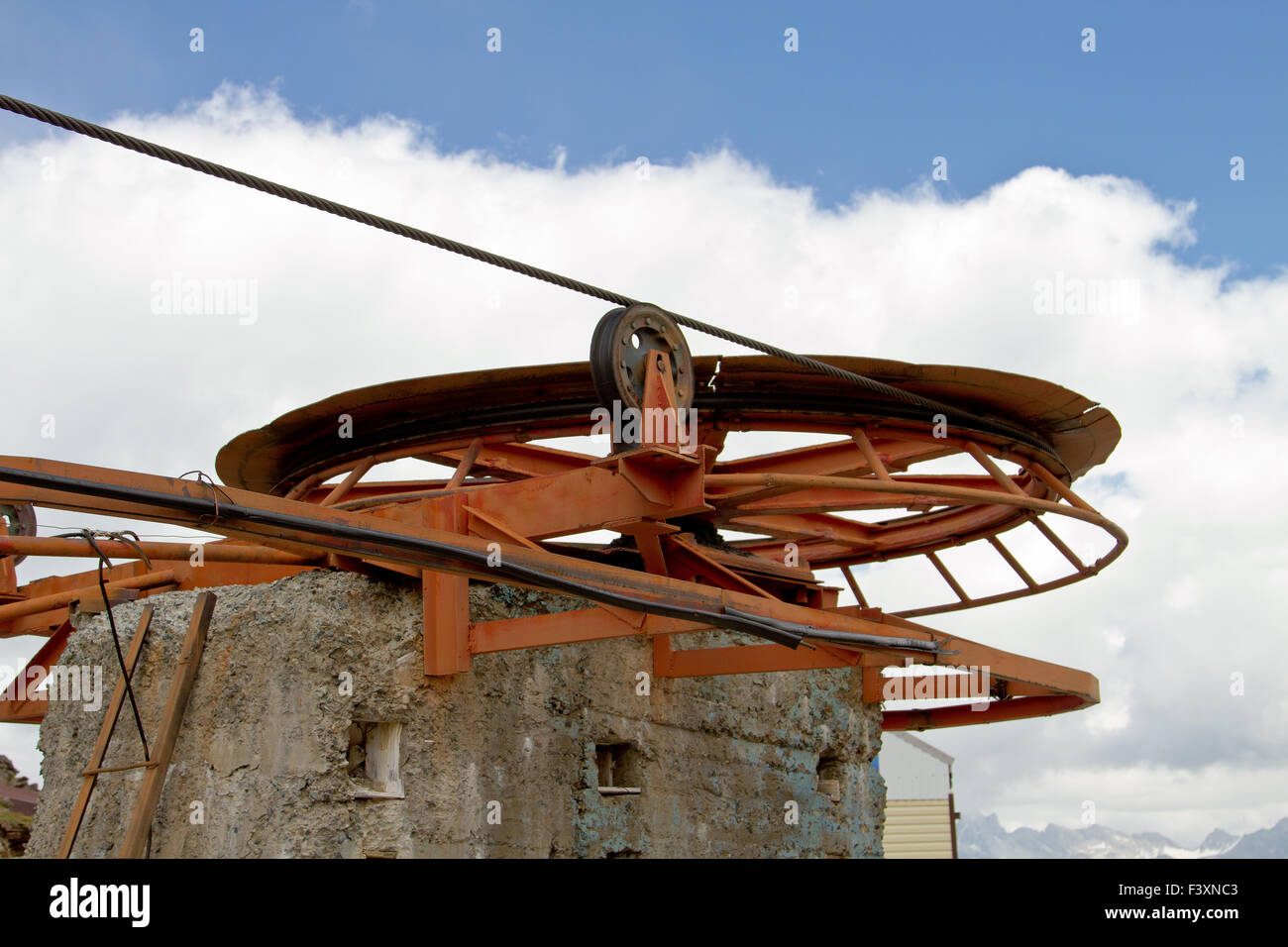 Old hoist cable car in Dombai Stock Photo Alamy