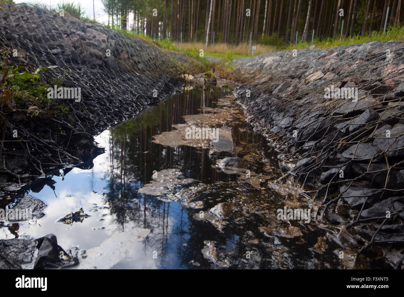 pool with engine oil Stock Photo Alamy