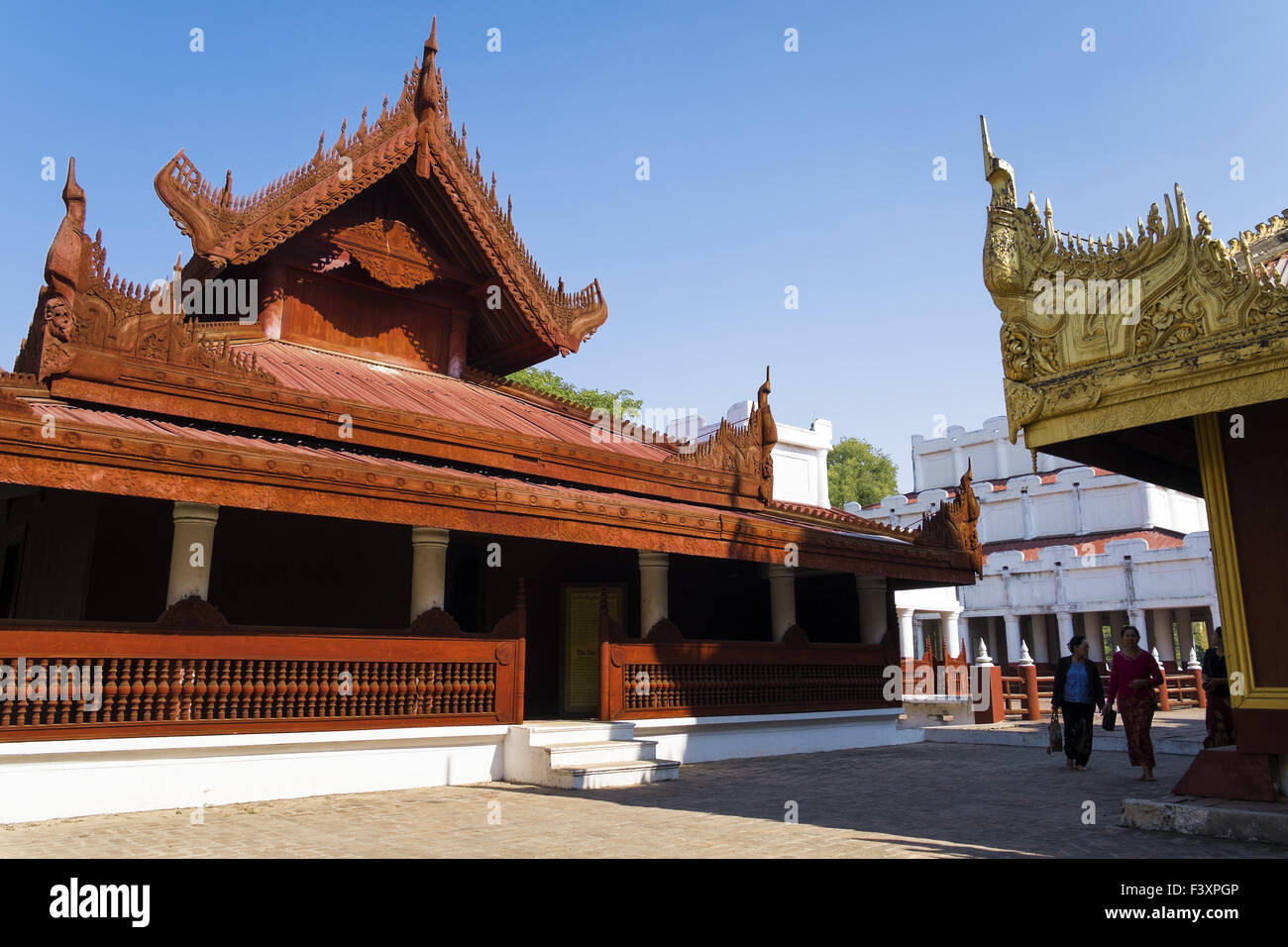 Wooden houses in Mandalay Palace, Mandalay Stock Photo