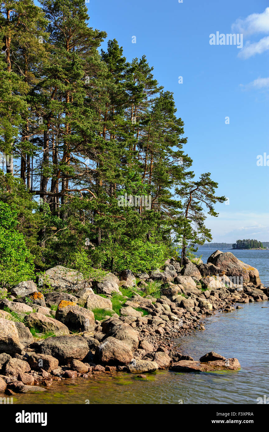 Stony islands in finland gulf Stock Photo