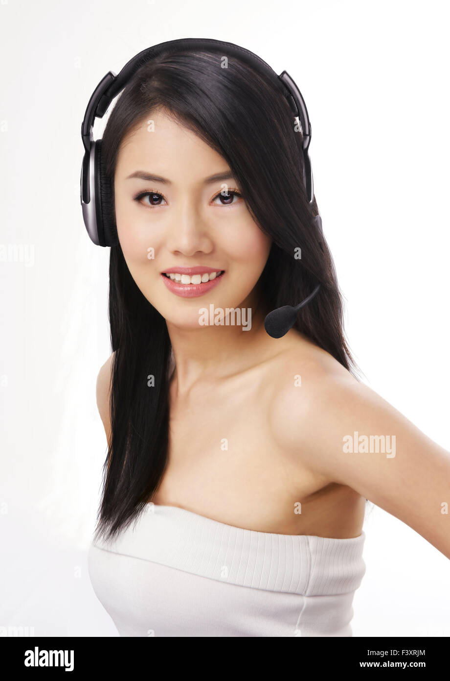 Headphone lady Stock Photo