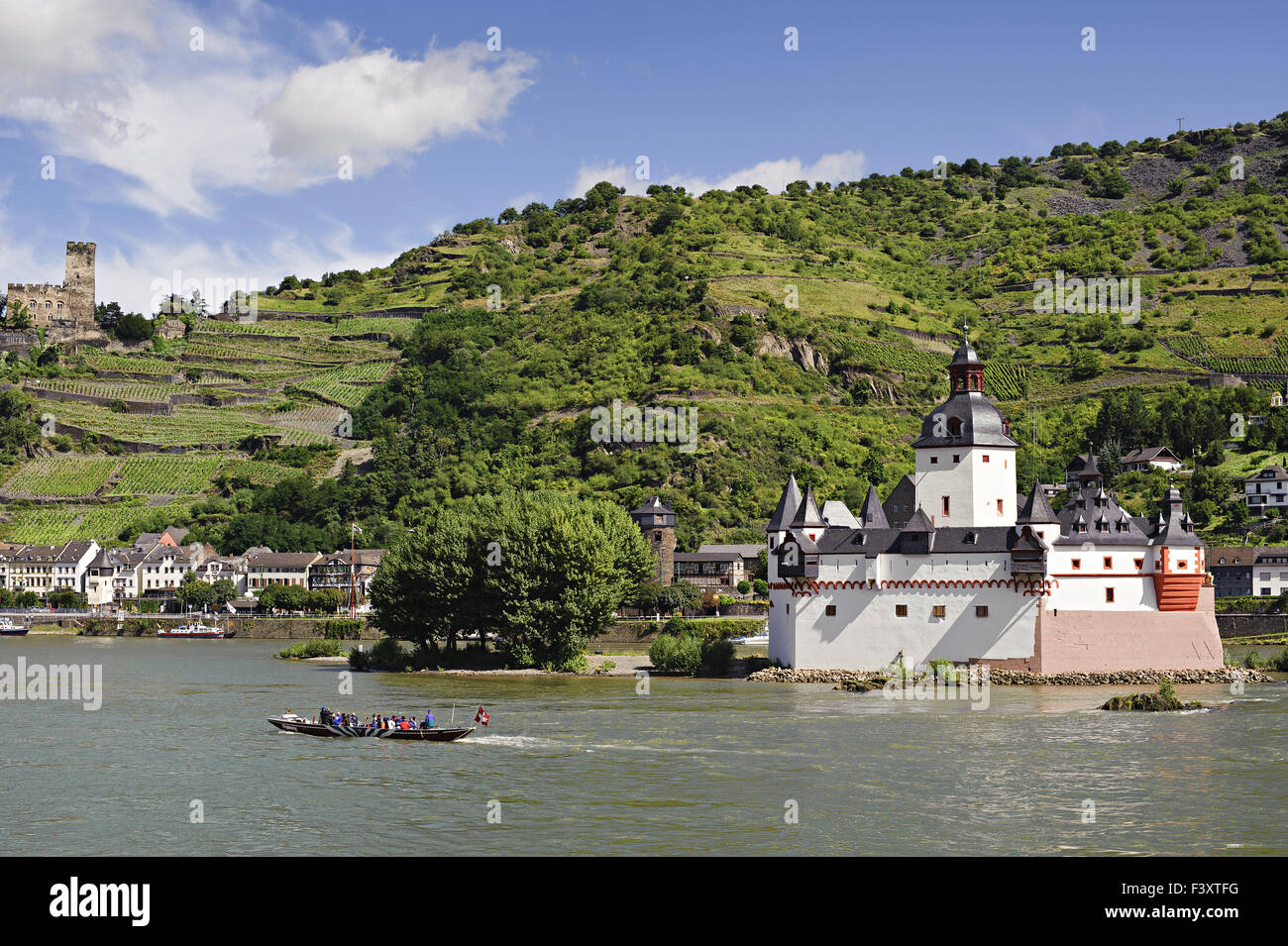 Pfalzgrafenstein Castle in the Rhine river Stock Photo