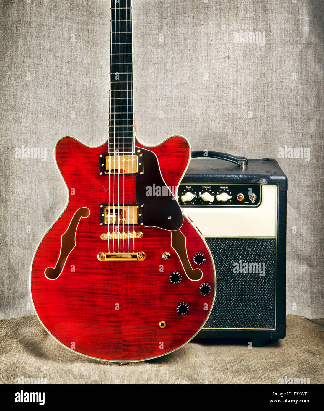 SemiHollow Guitar and Amplifier Stock Photo Alamy