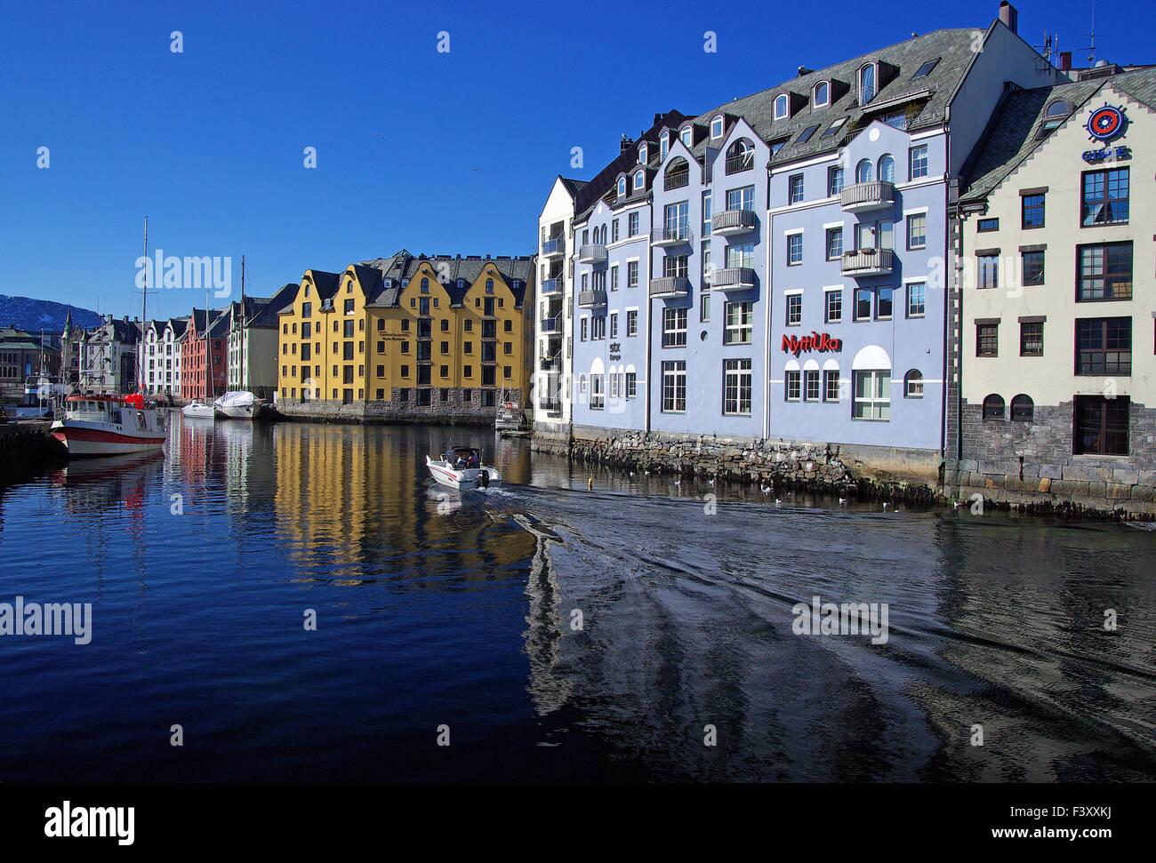 the old City Centre of Alesund Stock Photo