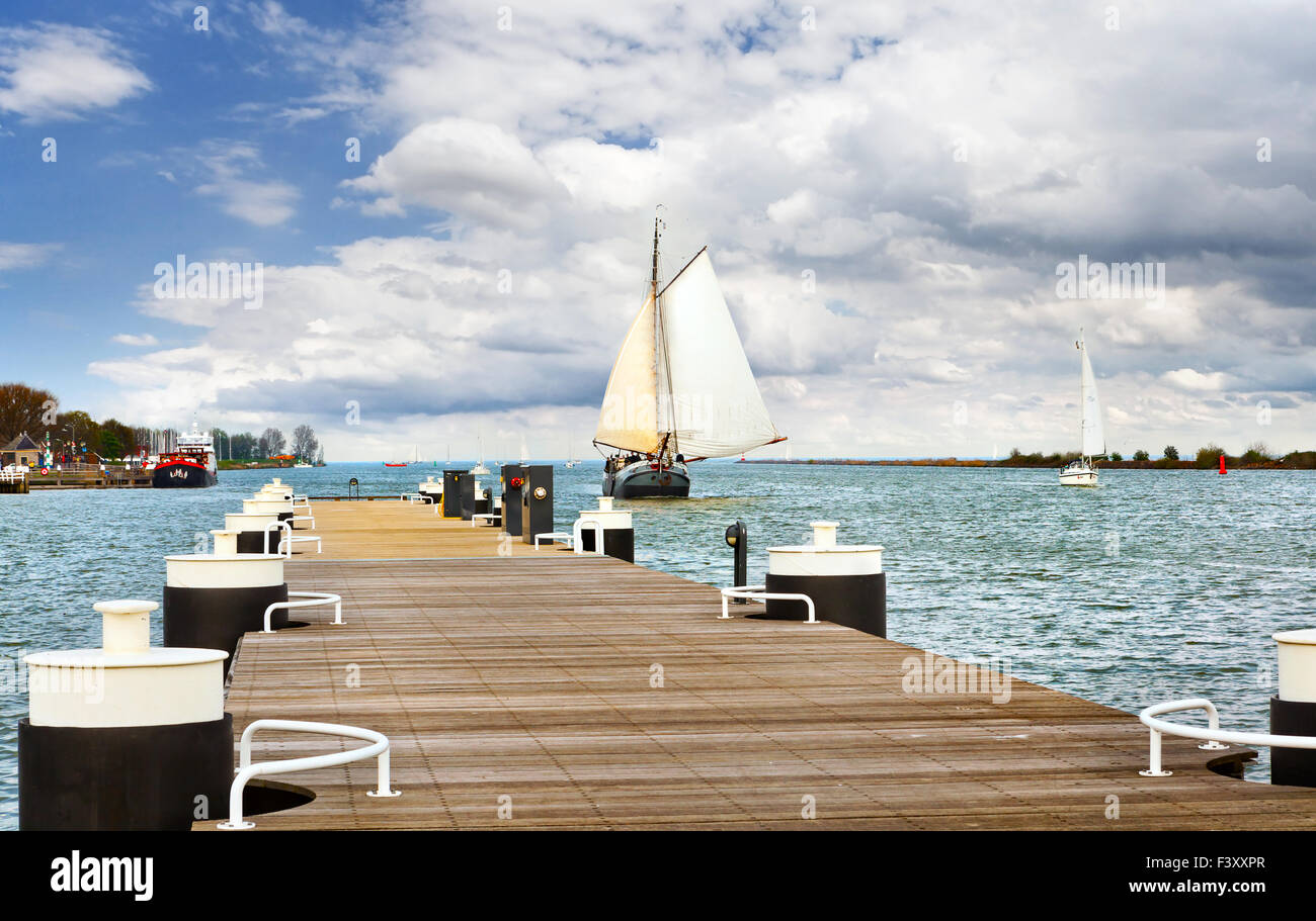 Dutch sailing ship on the lake. Netherland. Stock Photo