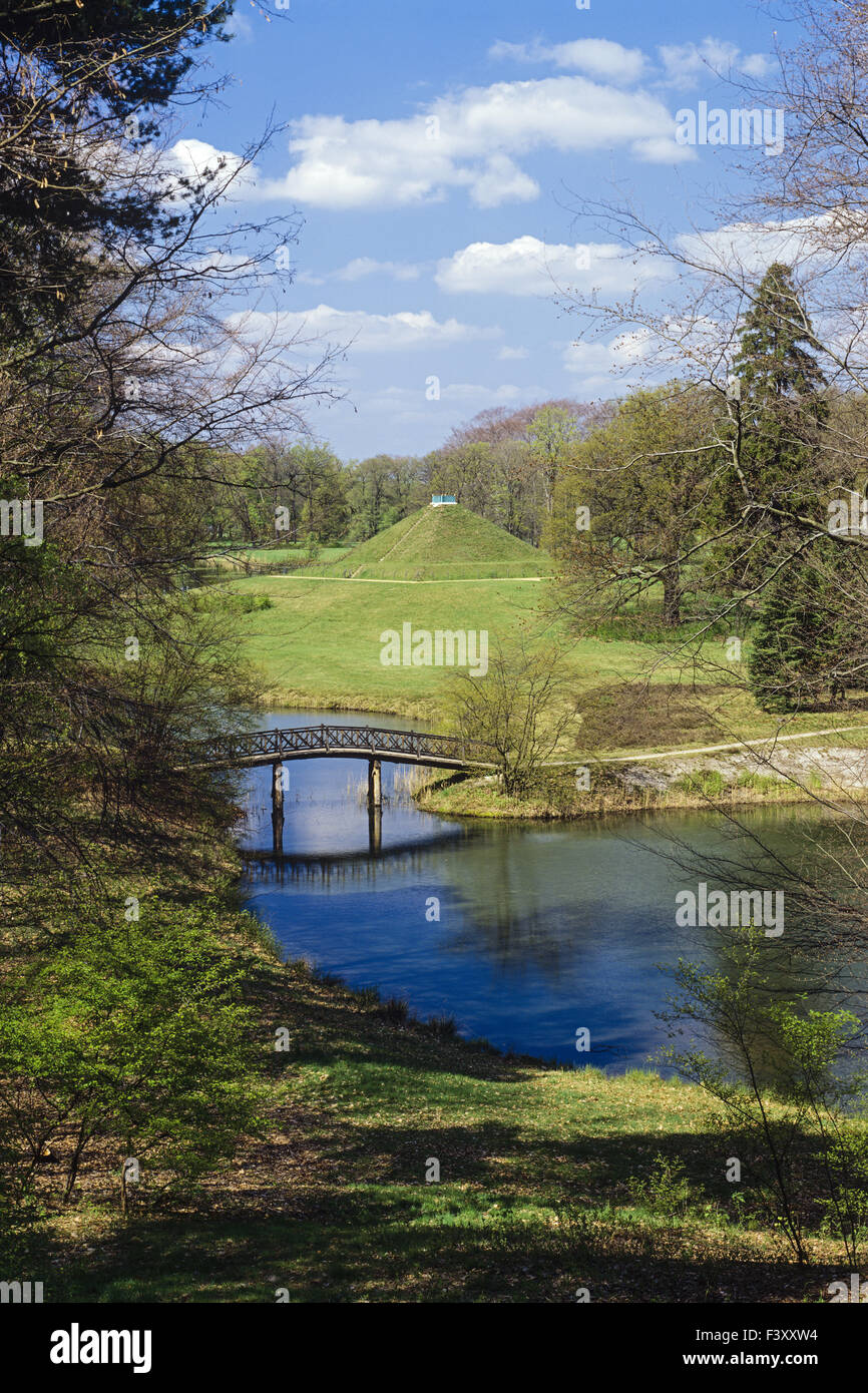 Snake Lake Bridge, Branitz Park, Cottbus Stock Photo