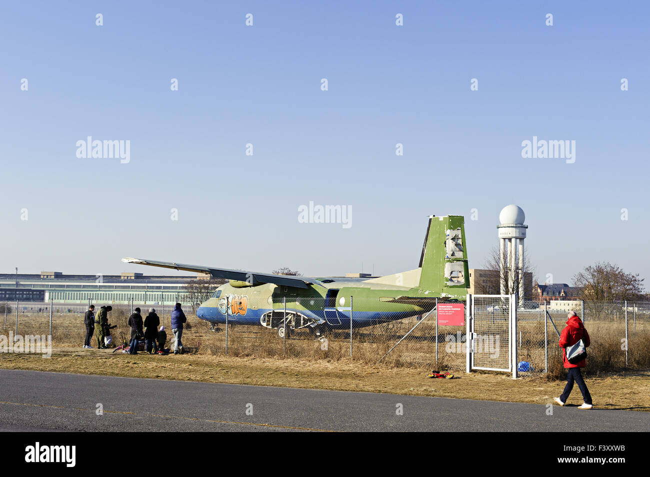 Training aircraft at Tempelhof Park, Berlin Stock Photo