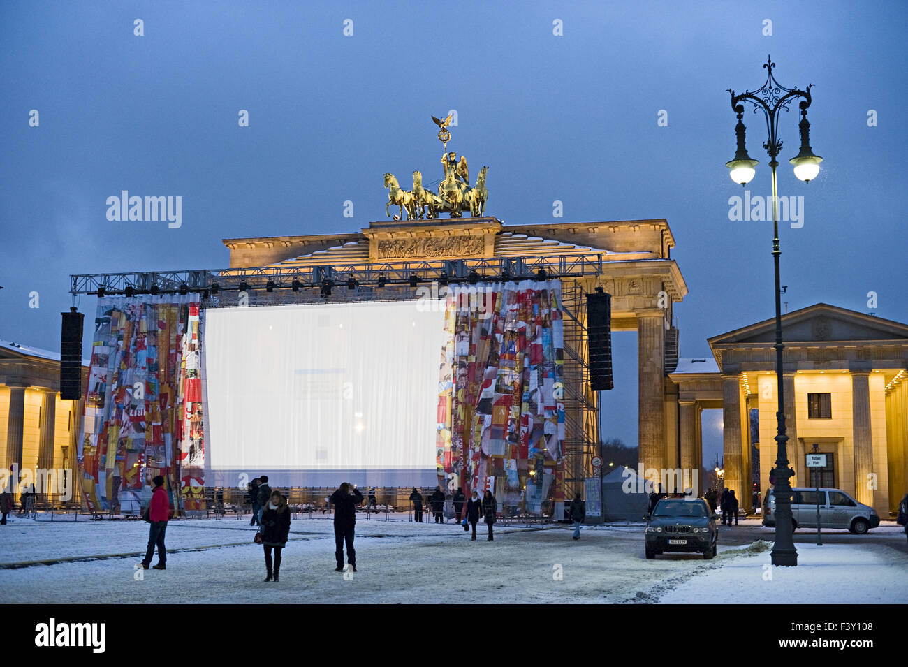 Cinema show at the Brandenburg Gate, Berlin Stock Photo
