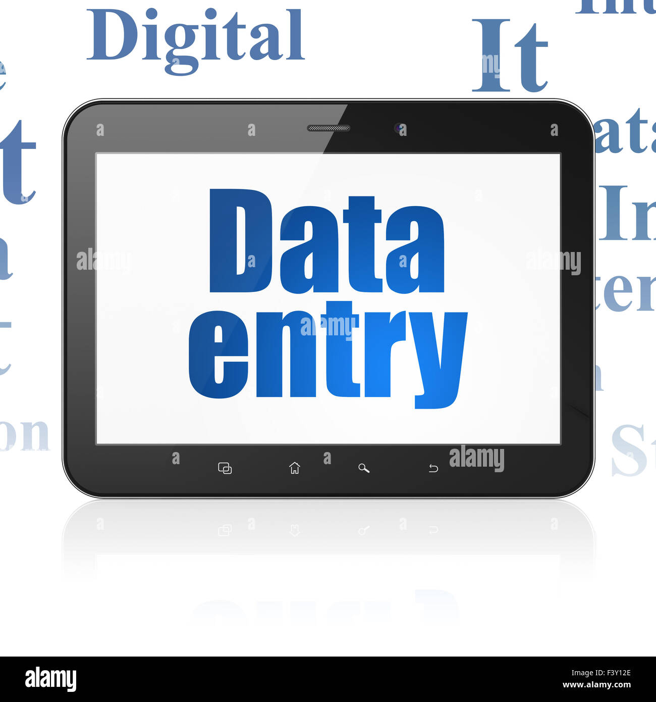 Information concept: Tablet Computer with Data Entry on display Stock ...