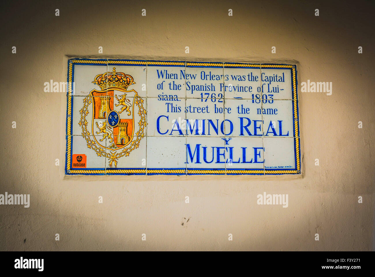 Street Name tiles Spanish Decatur French Quarter New Orleans LA Stock Photo