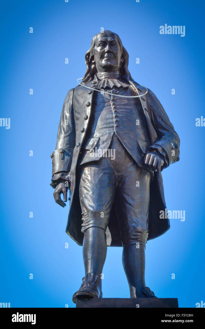 One of the many Statues in Lafayette Square park depicts Ben Franklin