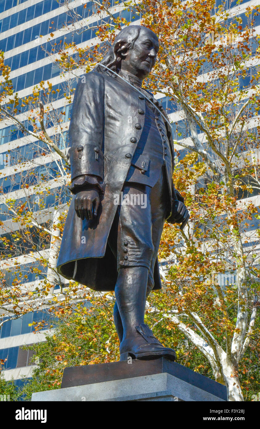 One of the many statues in Lafayette Square park depicts Ben Franklin