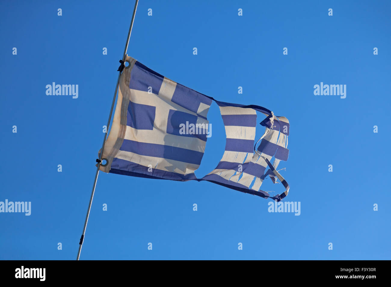 Torn greece flag Stock Photo