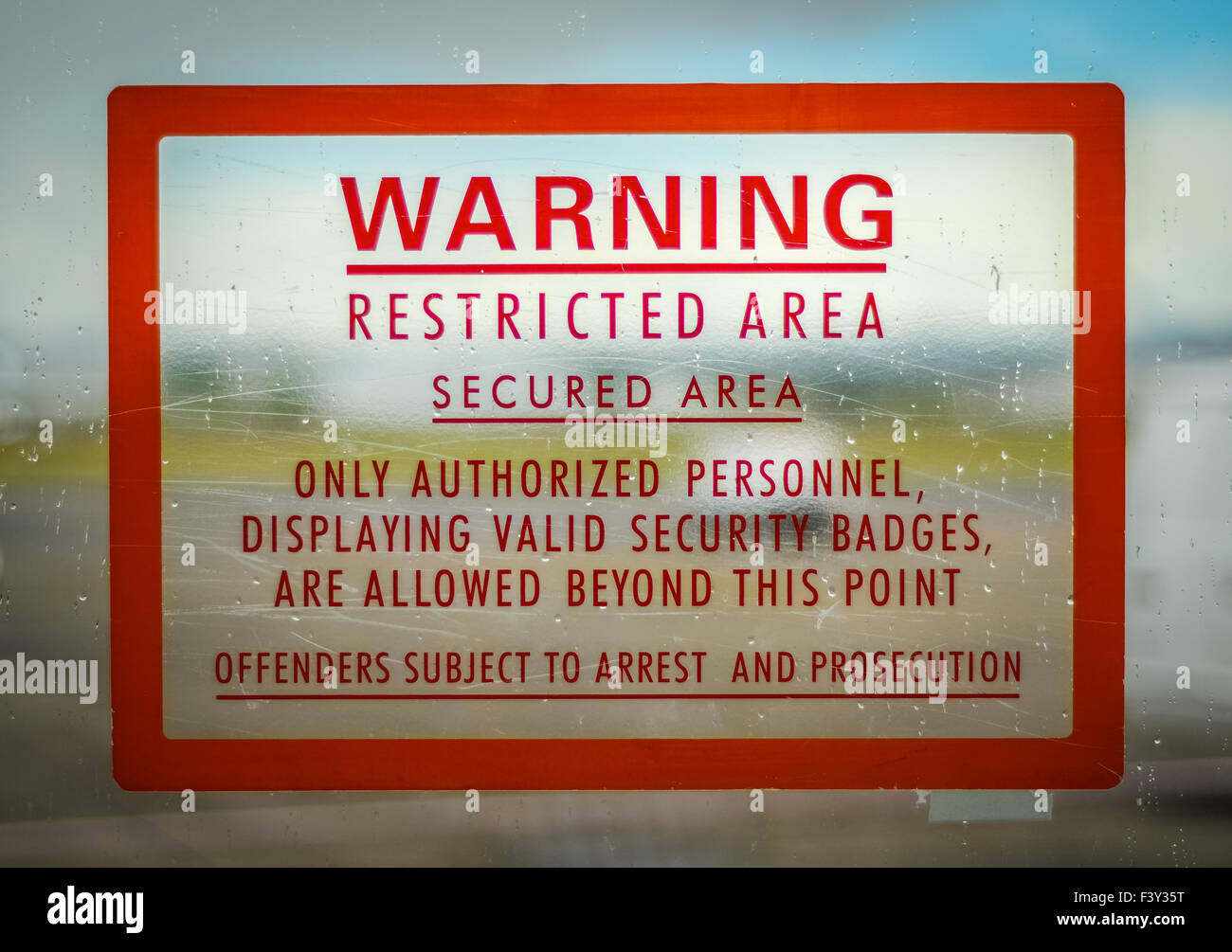 Airport restricted area warning sign hires stock photography and