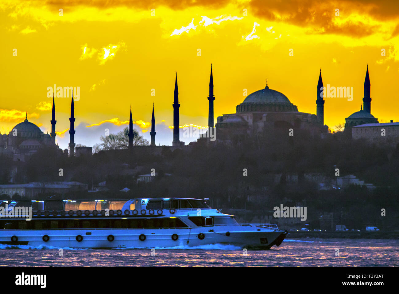 Evening in Istanbul at the Bosphorus Stock Photo