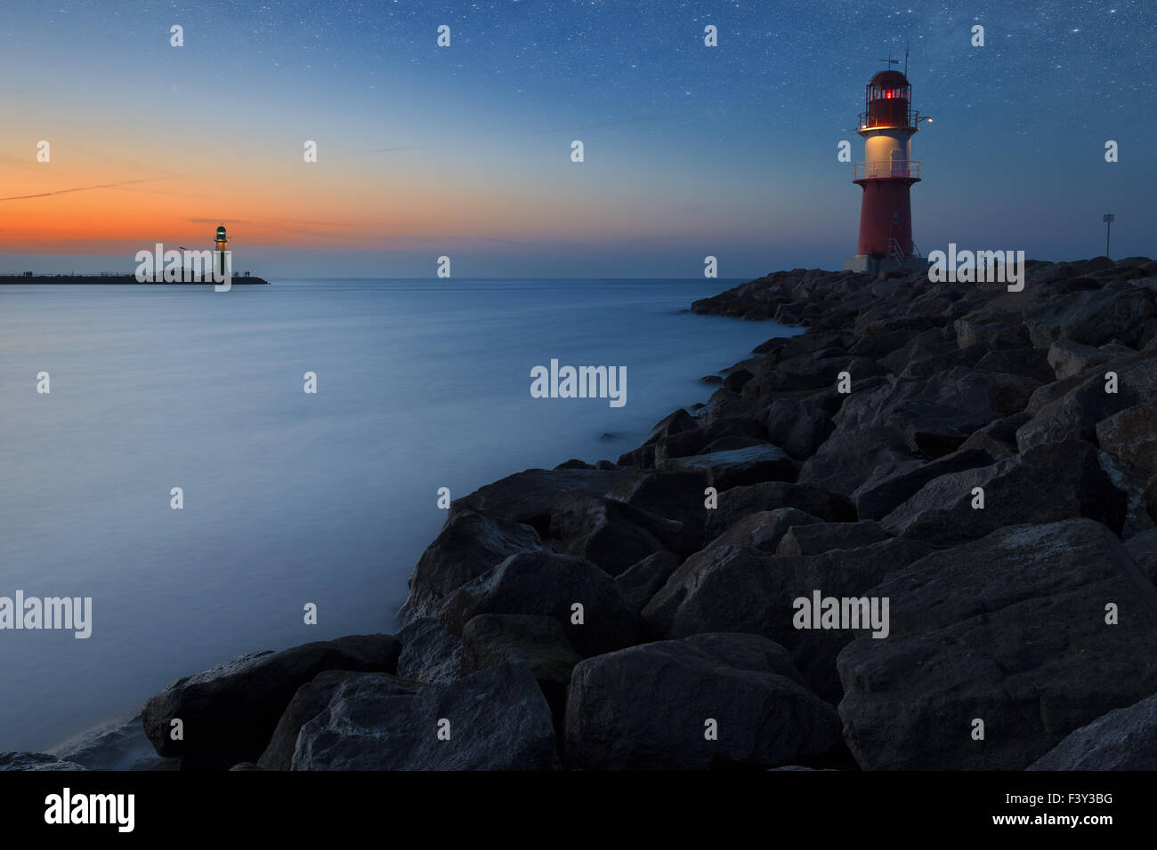 Starry sky over the baltic sea Stock Photo
