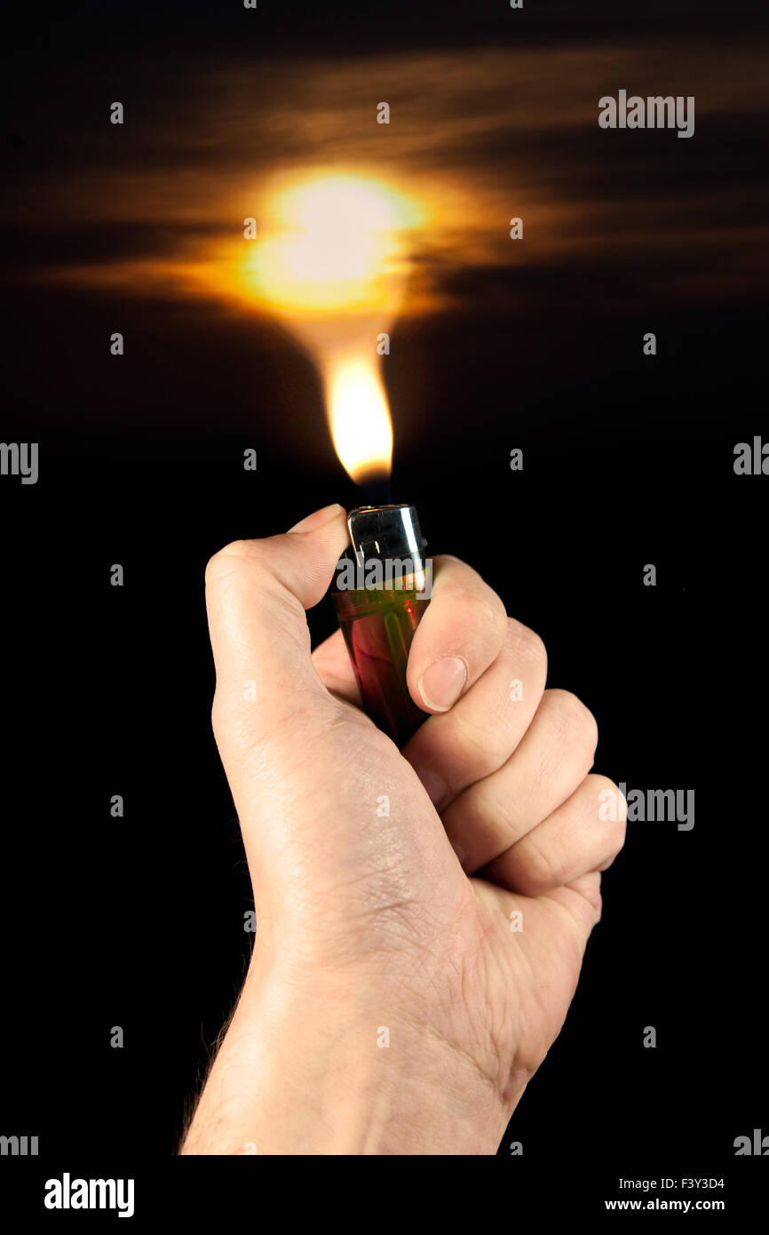 Lighter and sunset Stock Photo
