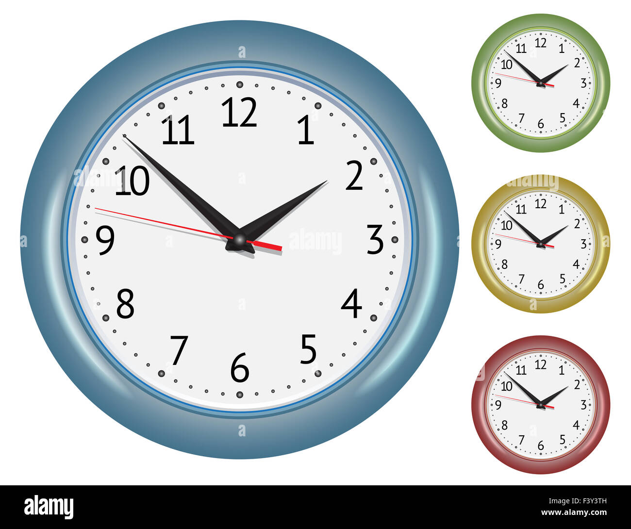 Set of wall mechanical clocks Stock Photo Alamy