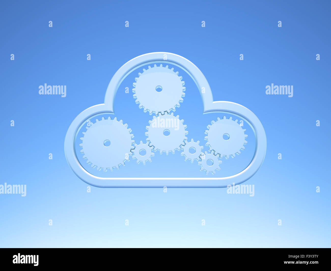 Metallic Cloud Computing Icon on blue Sky Stock Photo - Alamy