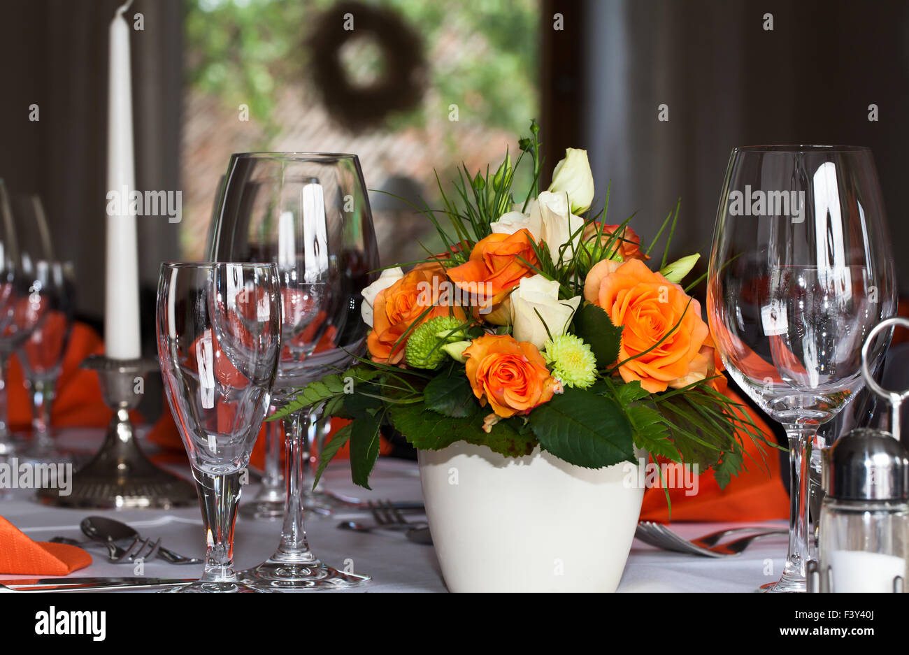 Dining Table Setting Stock Photo Alamy