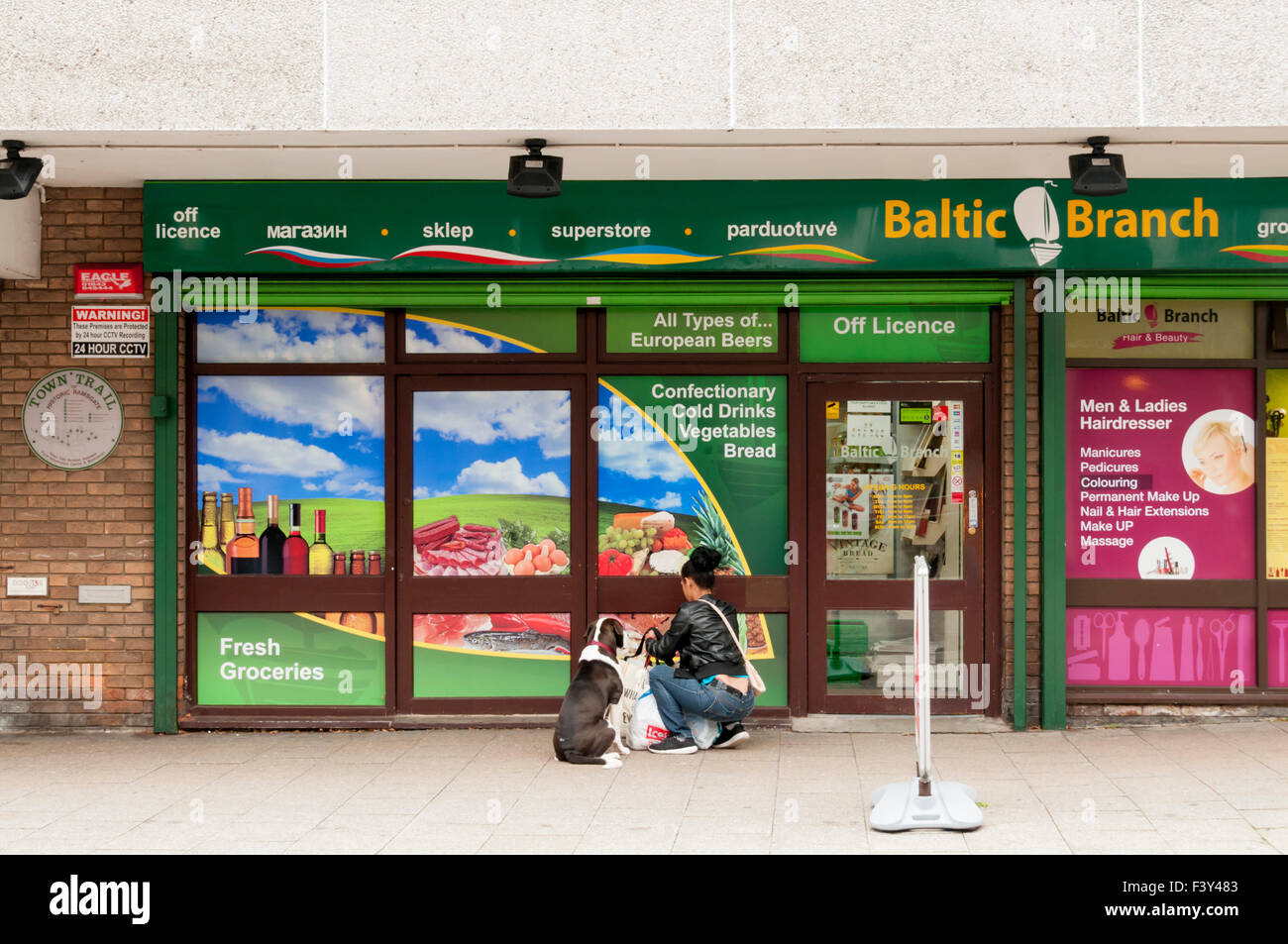 Baltic Branch Eastern European food shop and hairdressers in Ramsgate, Kent. Stock Photo