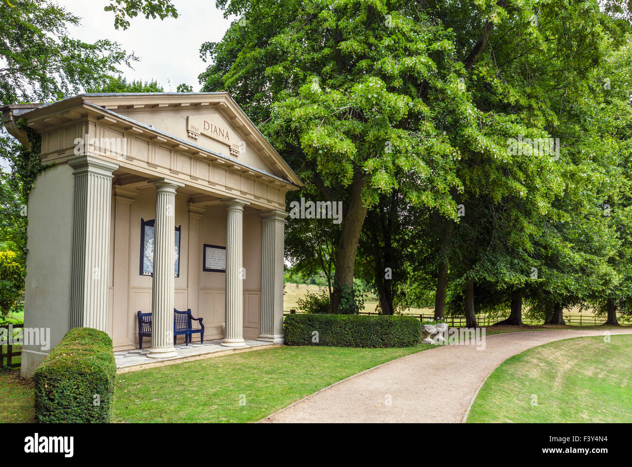 Memorial to Diana Princess of Wales in the grounds of Althorp, Northamptonshire, England, UK Stock Photo