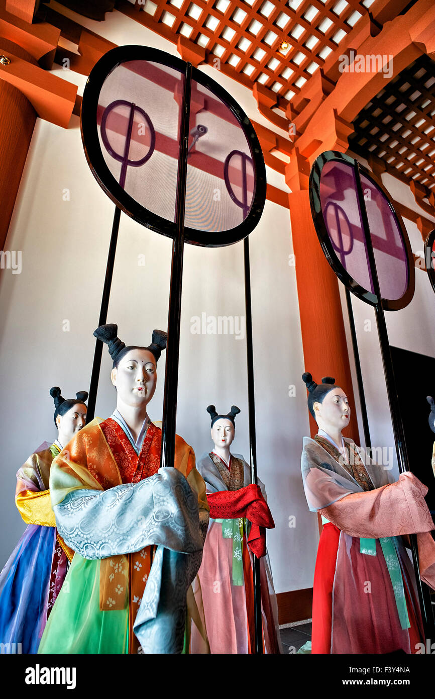 Japan, Honshu island, Kansai, Osaka, court ladies of Nara Period at Osaka Museum of History. Stock Photo