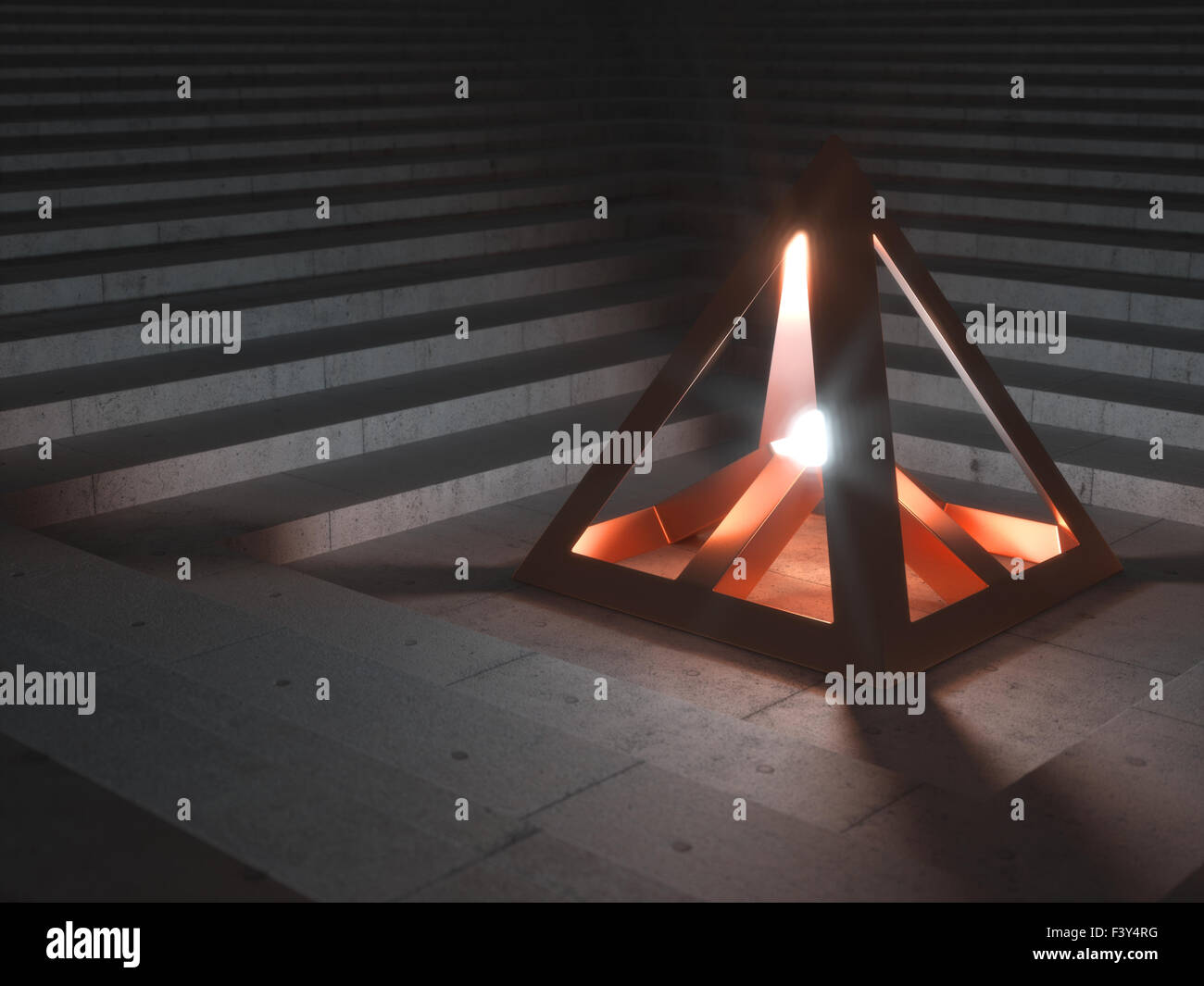 Metallic Artifact sending out bright Light Stock Photo