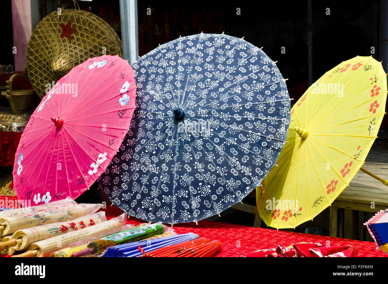 The multi color traditional Chinese umbrellas Stock Photo Alamy