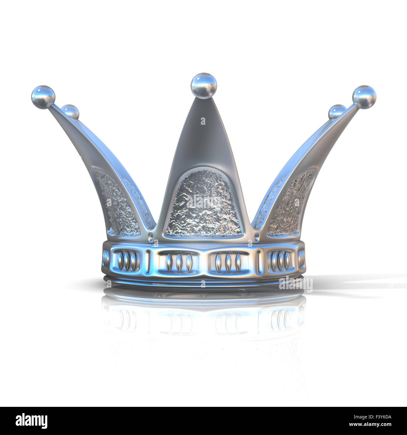 Silver crown isolated on a white background. Front view Stock Photo