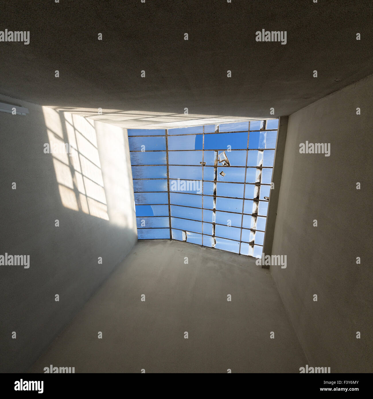 Broken Glass Sunroof In Old House Stock Photo 88493803 Alamy