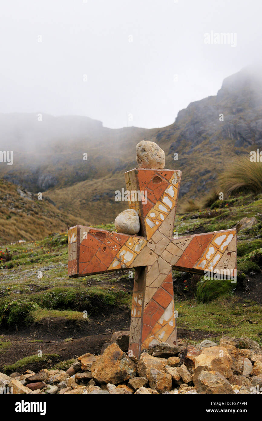 summit-cross in the Andes, Ecuador Stock Photo