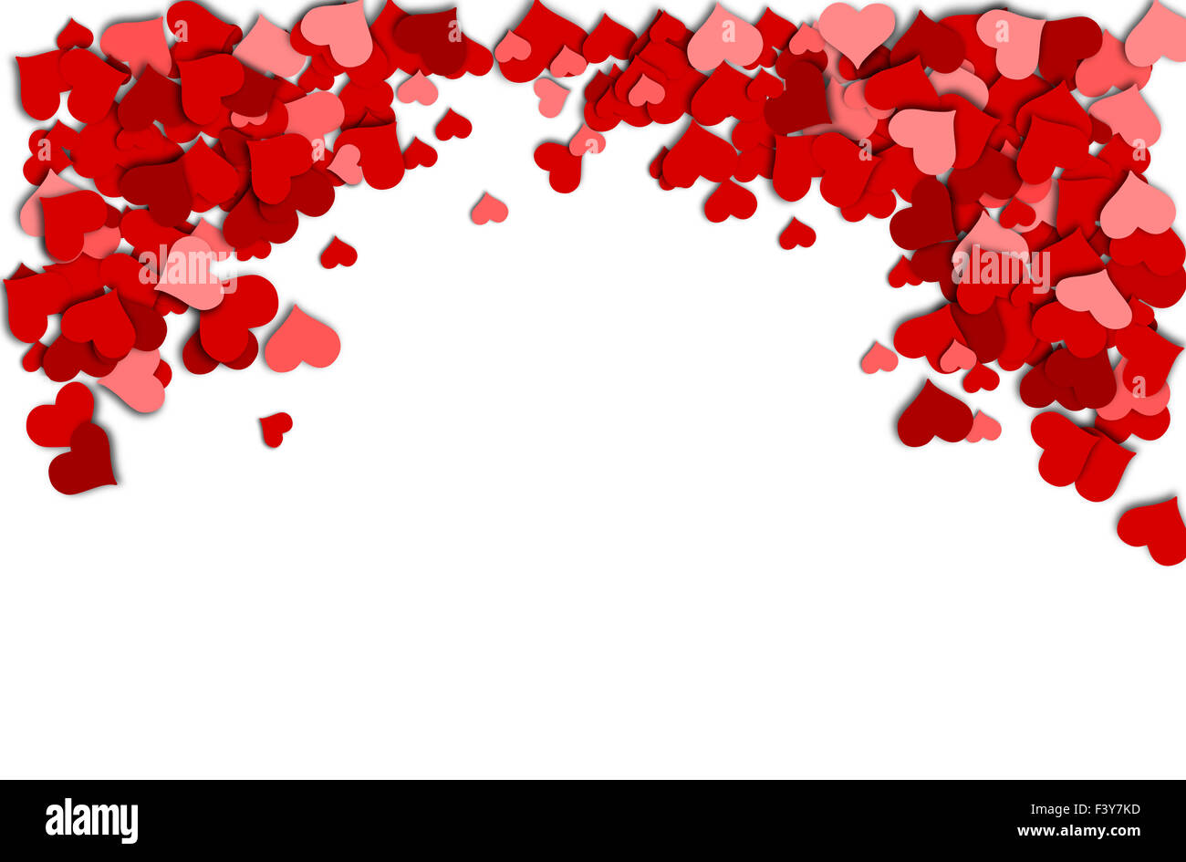 Frame of red hearts on a white background Stock Photo