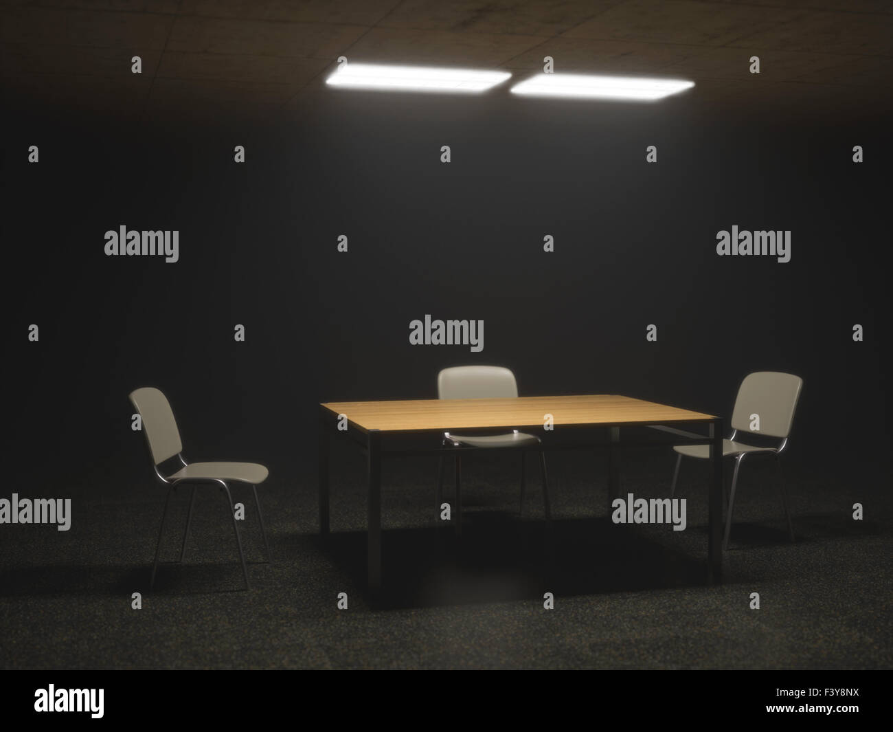 Interrogation Room with Chairs and Table Stock Photo
