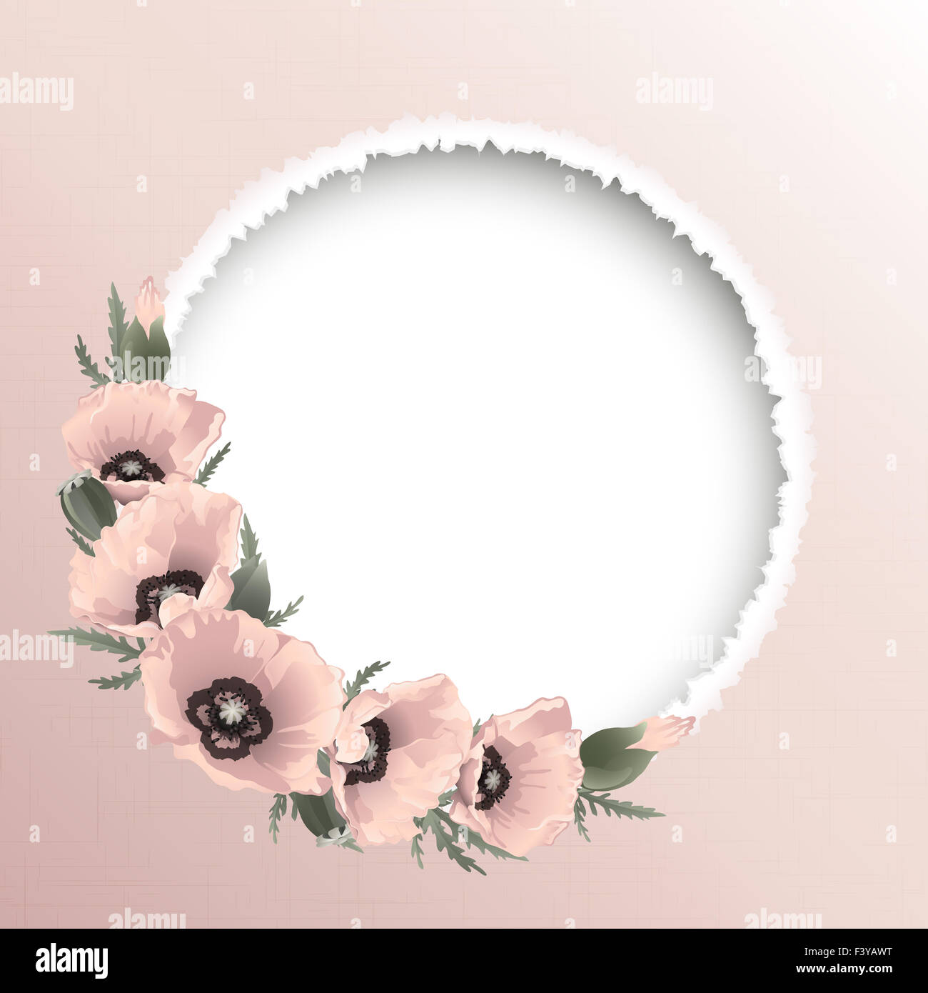 Red poppies floral round frame, vector Stock Photo - Alamy