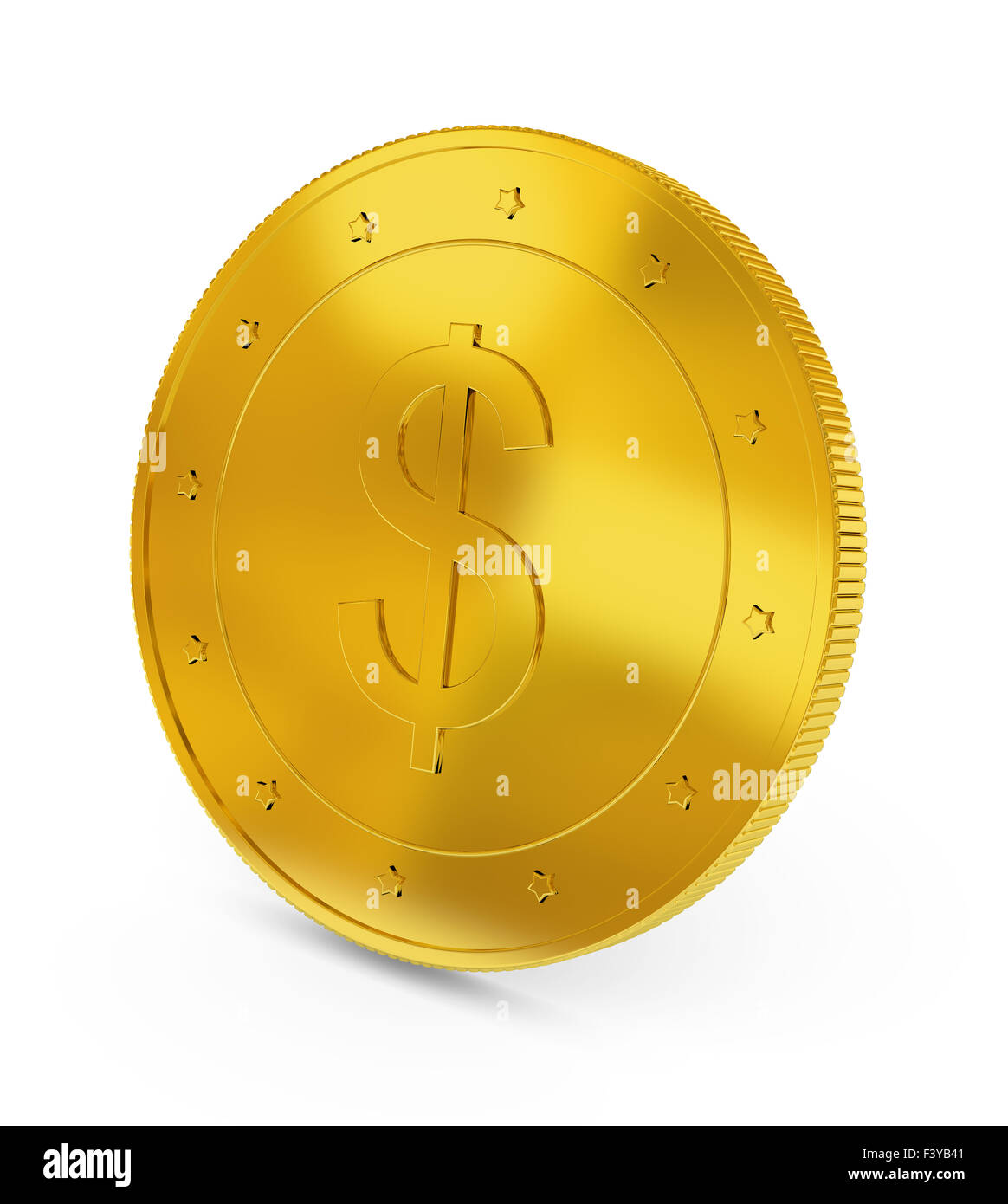 Gold coin.  Raster illustration isolated Stock Photo