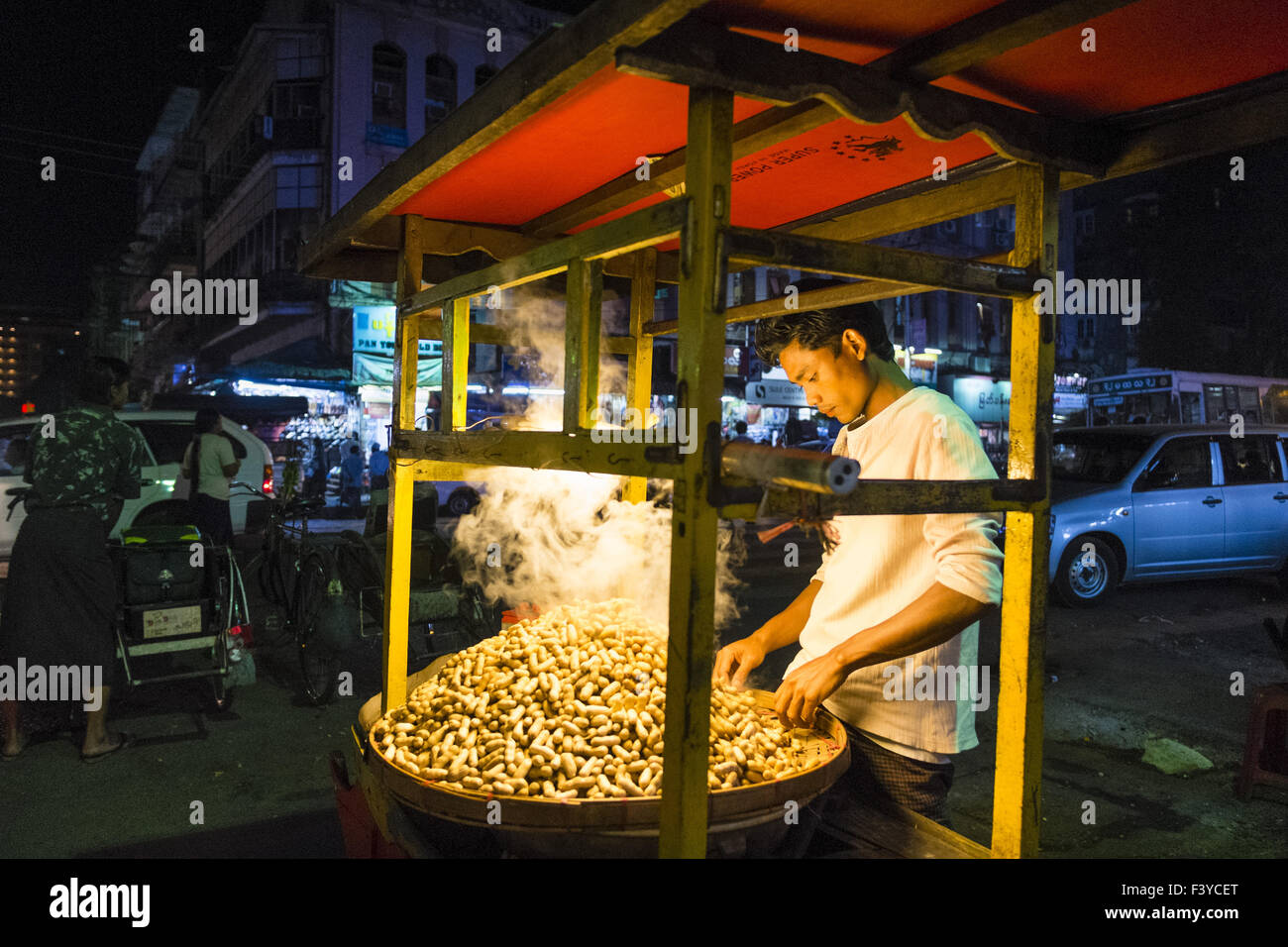 Peanut seller, Yangon, Myanmar, Asia Stock Photo