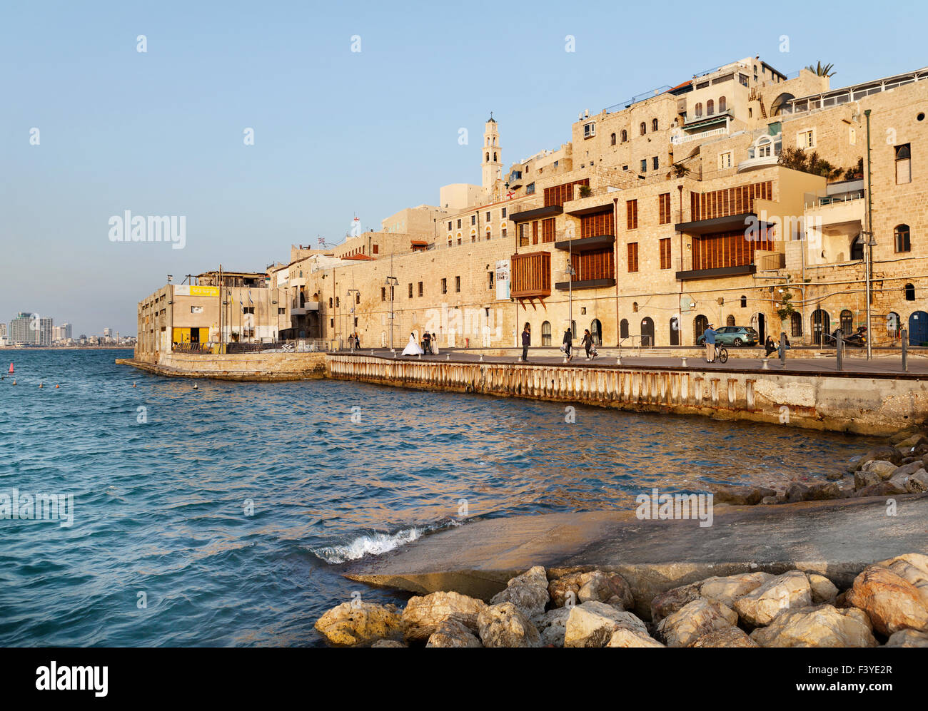 Old Jaffa Port and Tel-Aviv Stock Photo