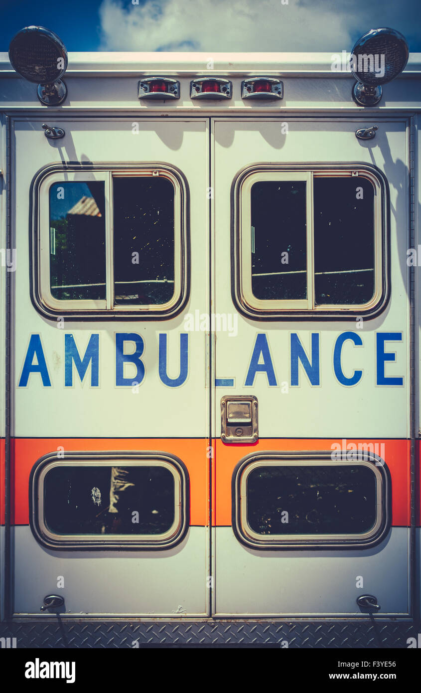 Vintage Retro Ambulance Stock Photo