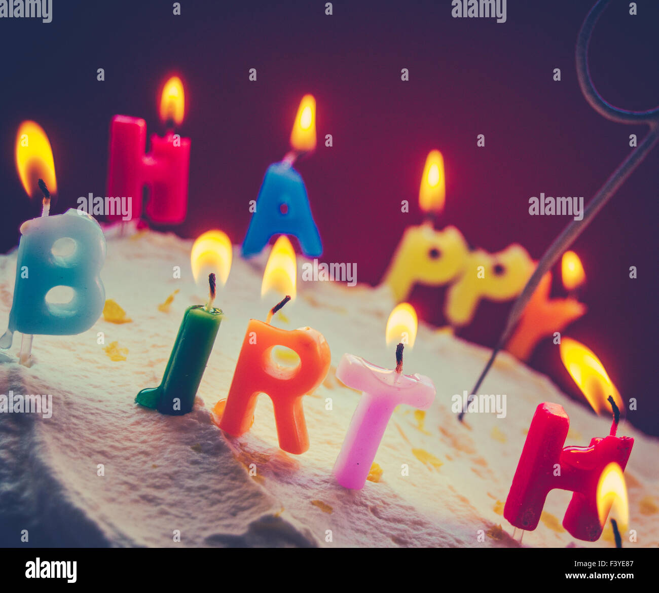 Retro birthday cake hi-res stock photography and images - Alamy