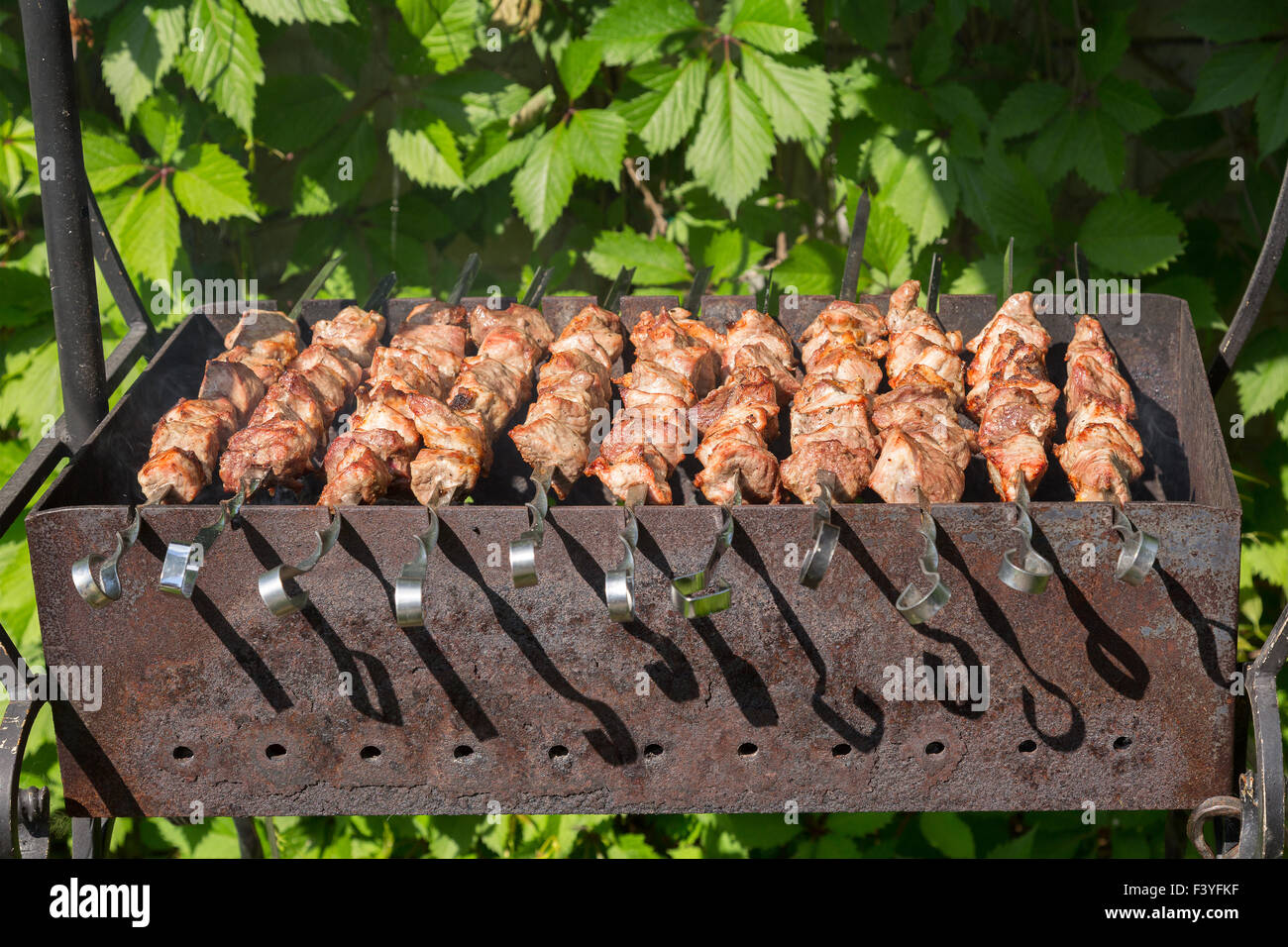 Skewered and Grilled Meat, Kebab Stock Photo - Image of banana, buffet:  67933470