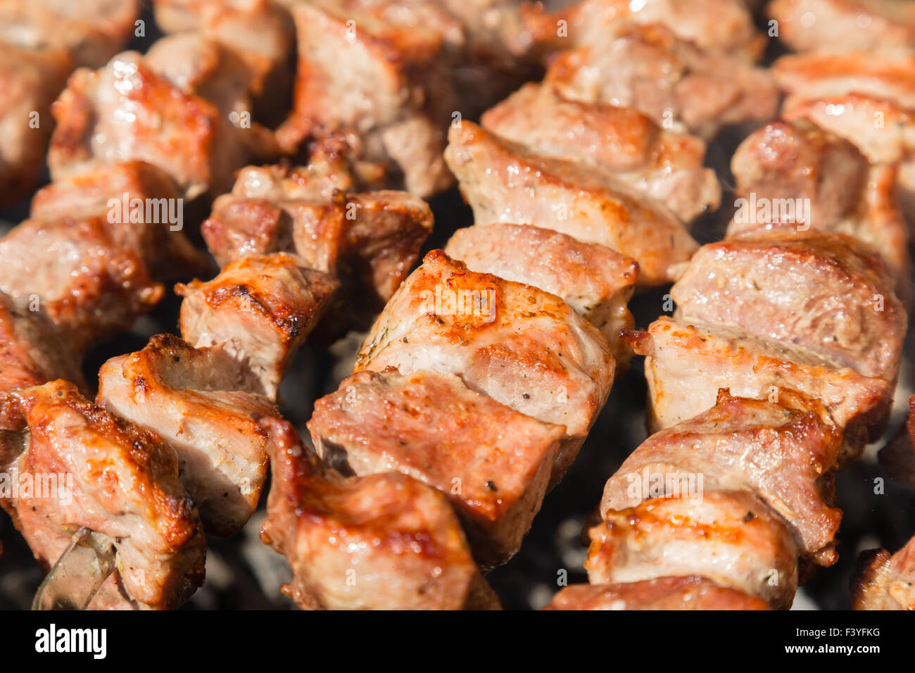 Shashlyk (kebab) grilling on the bbq Stock Photo Alamy
